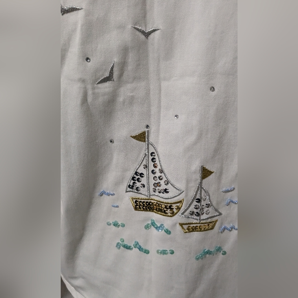 NWT Women Quacker Factory White Zip Hood XS Nautical Jacket Cotton - Picture 8 of 14